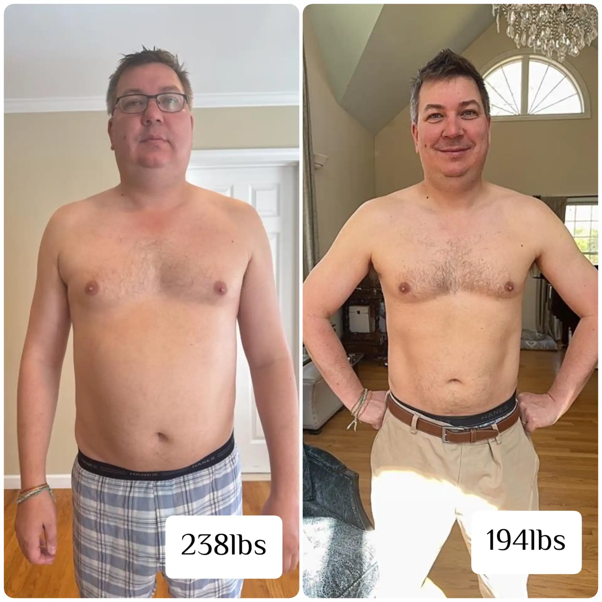 Before and after results from our online weight loss coach for dads